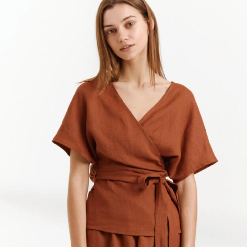 Love and Confuse // Evie Linen Wrap Top